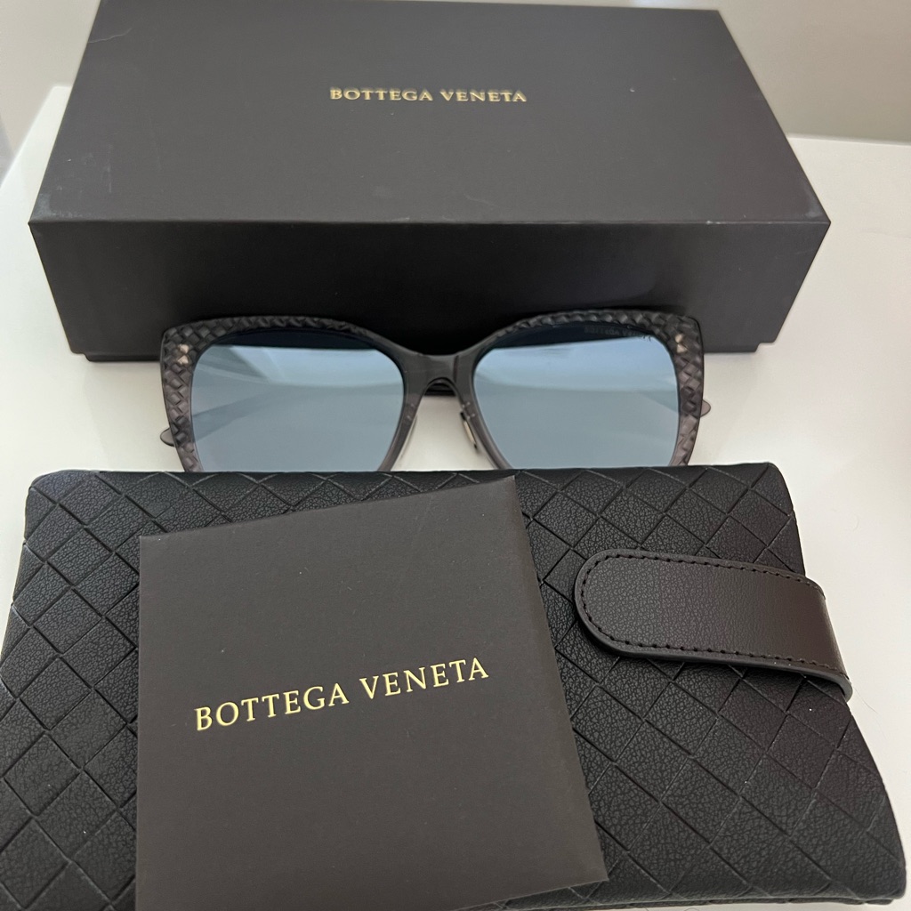 Nib Bottega Veneta Mirrored Sunglasses Silver Cat Eye Butterfly Woven Frame